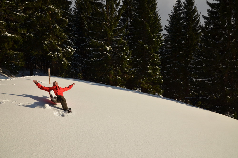 rupek odpaňuje sníh pádem na znak